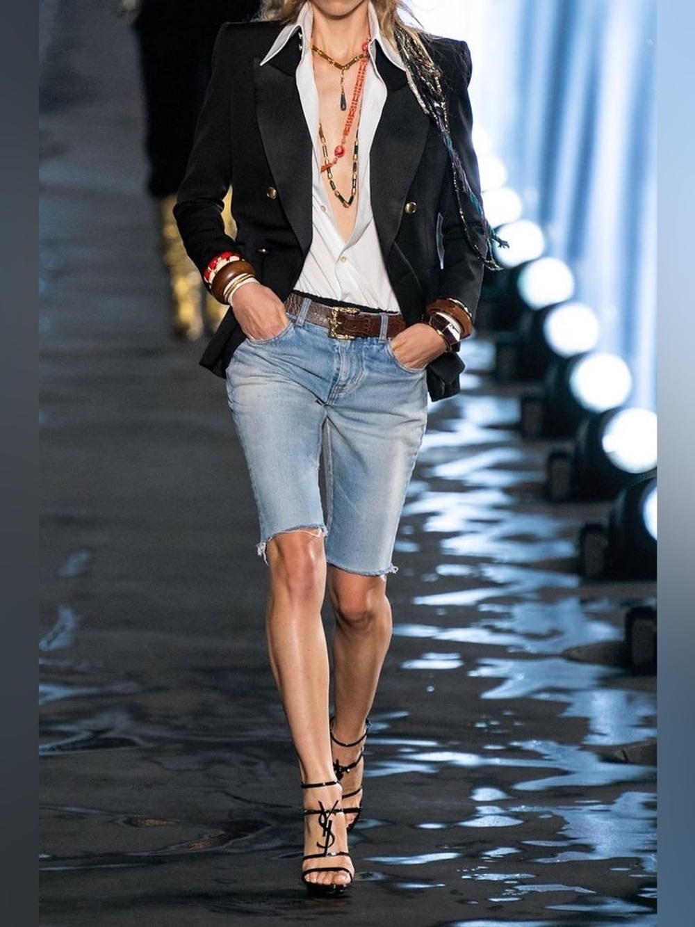 Saint Laurent denim shorts SS 20/21 Fashion Show